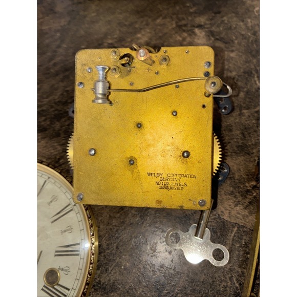 Vtg Welby Germany Clock Parts, Face Made In West Germany, Key, And Chime Unknown - Picture 2 of 8